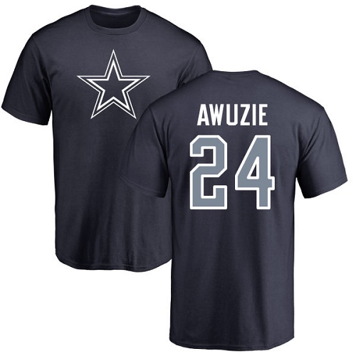 Men Dallas Cowboys Navy Blue Chidobe Awuzie Name and Number Logo #24 Nike NFL T Shirt